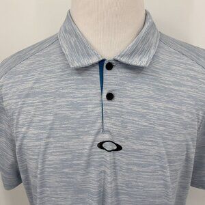 Oakley Mens XL Extra Large Short Sleeve Polo Shirt Blue Striped Polyester